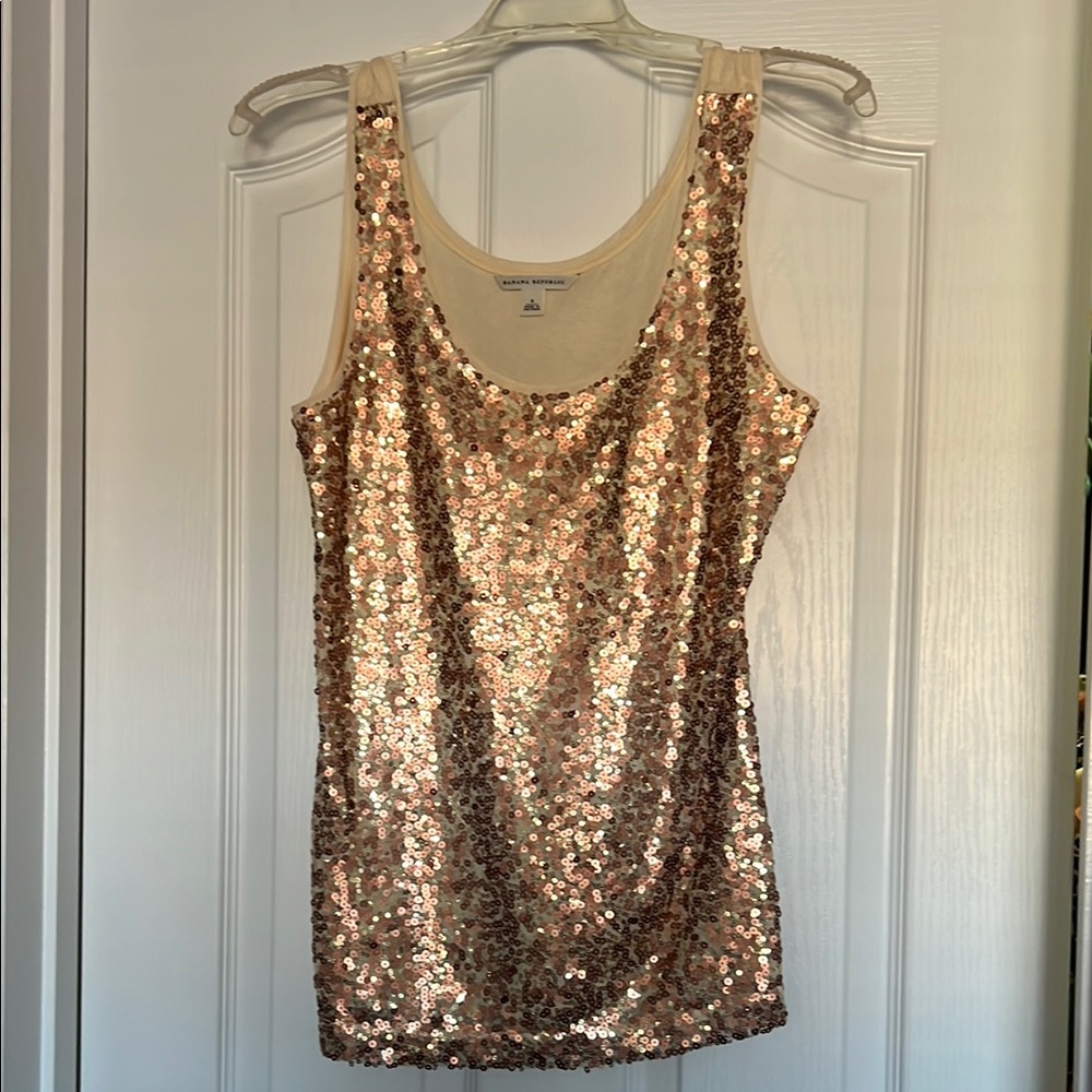 Rose Gold Sequin Banana Republic Tank Top